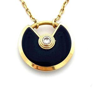 Real Amulette de Cartier Necklace W/ Box XS Model 18K Rose Gold Onyx Diamond